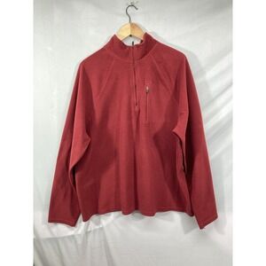LLBean Mens Sweater XL Burgundy, Fleece Half Zip Zippered Pockets Polyester